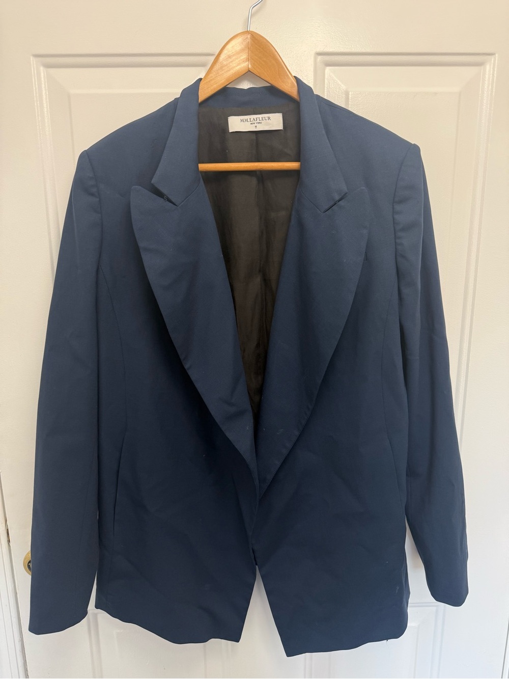 M.M. Lefleur Navy Blue Open Front Blazer Size Medium Business Office Workwear